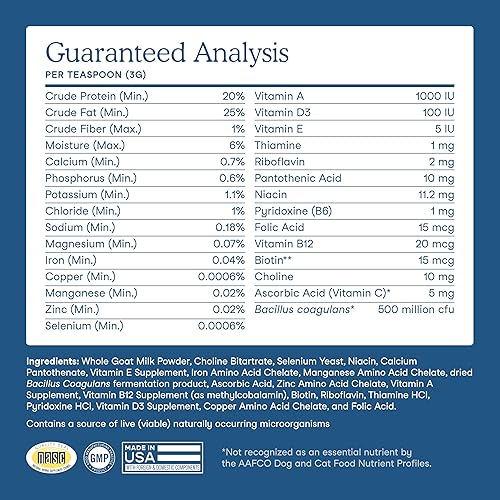 Fera Pets Goat Milk Topper — top-down angle highlighting key features