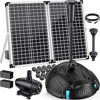 Antfraer 70W Solar Pond Filter with Water Pump, Solar Fountain Pump with Pond Filter with Water Shortage Protection, 17FT +10FT Cord For Fish Pond Garden Waterfall Clean & Clear