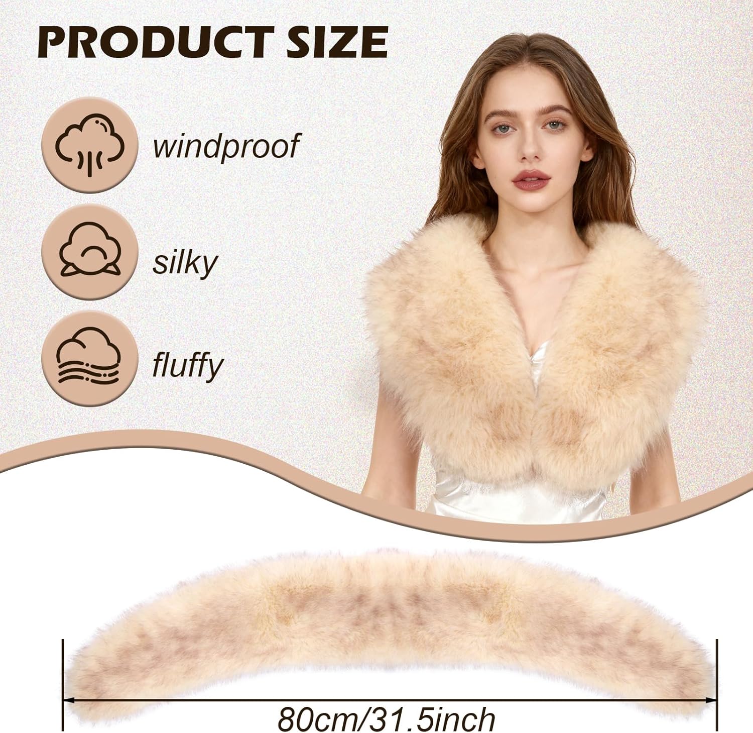 XEPST Faux Fur Shawl for Women, Women's Faux Fur Collar Scarf Wrap Winter Neck Warmer - Image 2