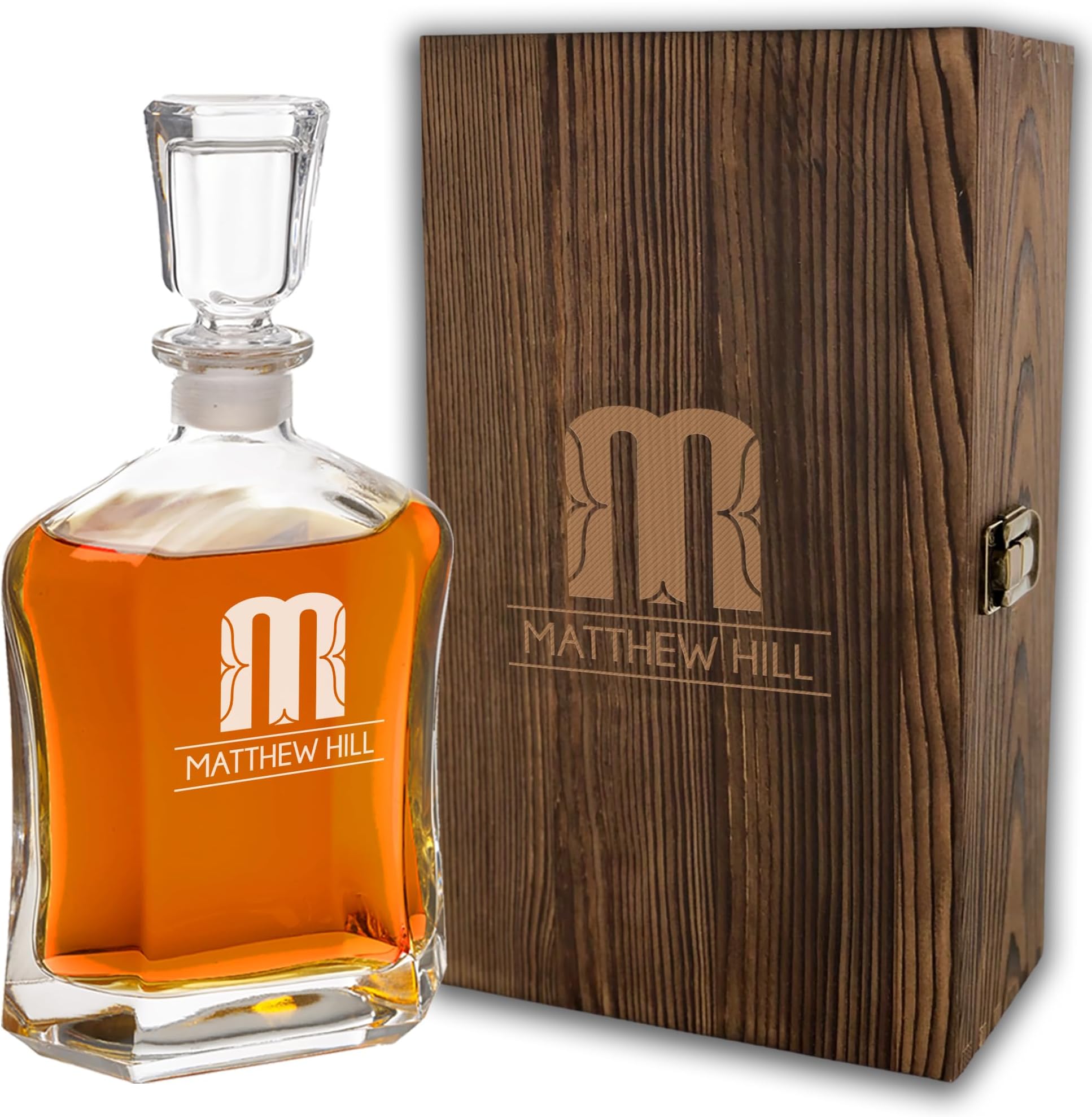 Custom Whiskey Gifts for Men - Engraved Scotch & Personalized Decanter with Box - Perfect for Him on Birthday, Christmas, Housewarming & more
