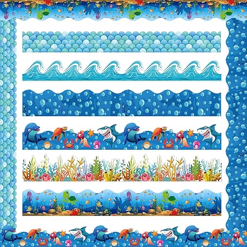 Miniatura 8 de Containlol Bordes de tablón de anuncios de verano de 236 pies, bordes festoneados, decoración de aula para escuela, pizarra blanca, póster de pared,