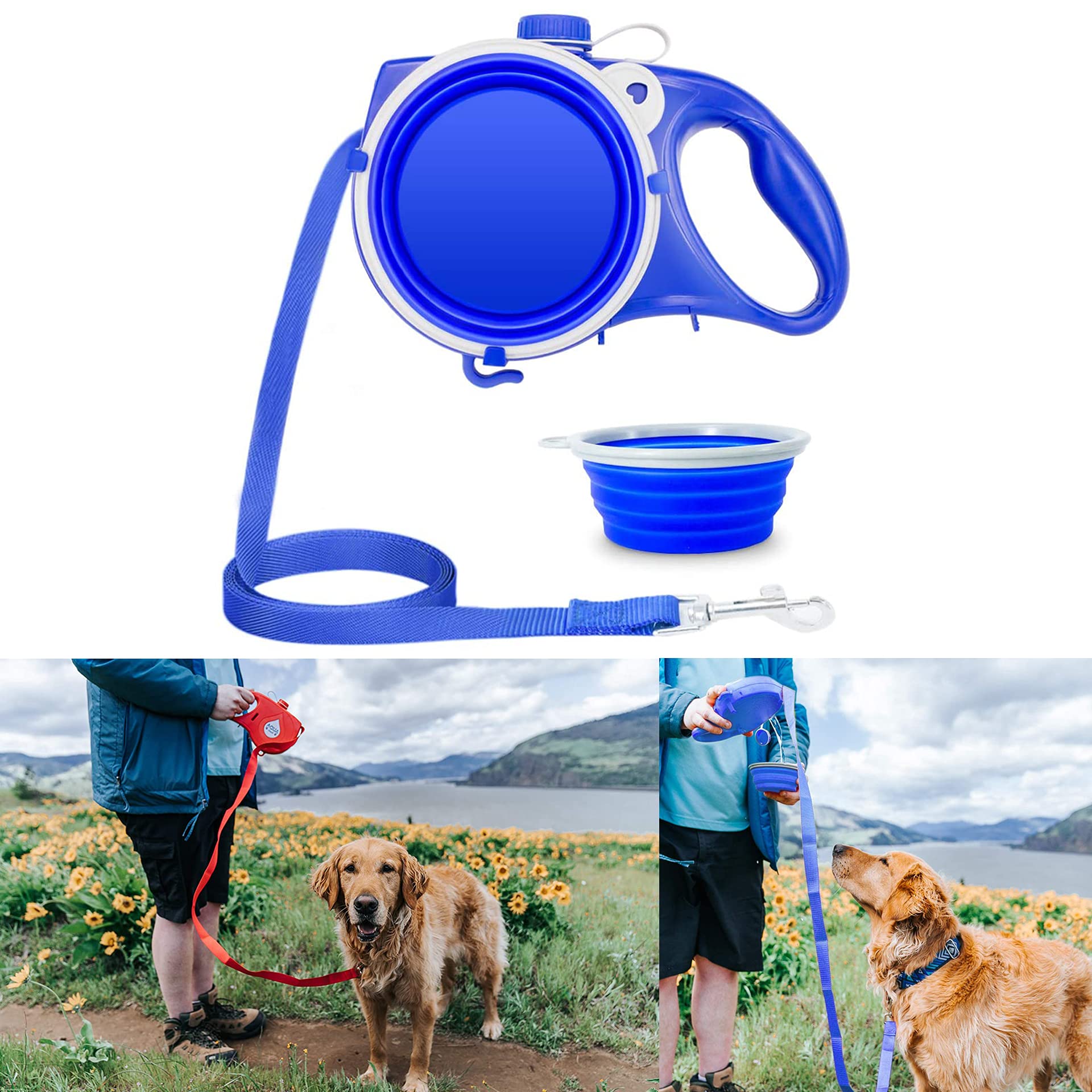 AASHRO MALL® 5 in 1 Dog Leash with Water Bottle, Built-in Water Bottle Foldable Bowl Trash Bag Hole, Multi Function Durable Dog Leash for Medium and Small Dogs (Color May Very) (B09FQ5J3C3) Amazon Price History, Amazon Price Tracker