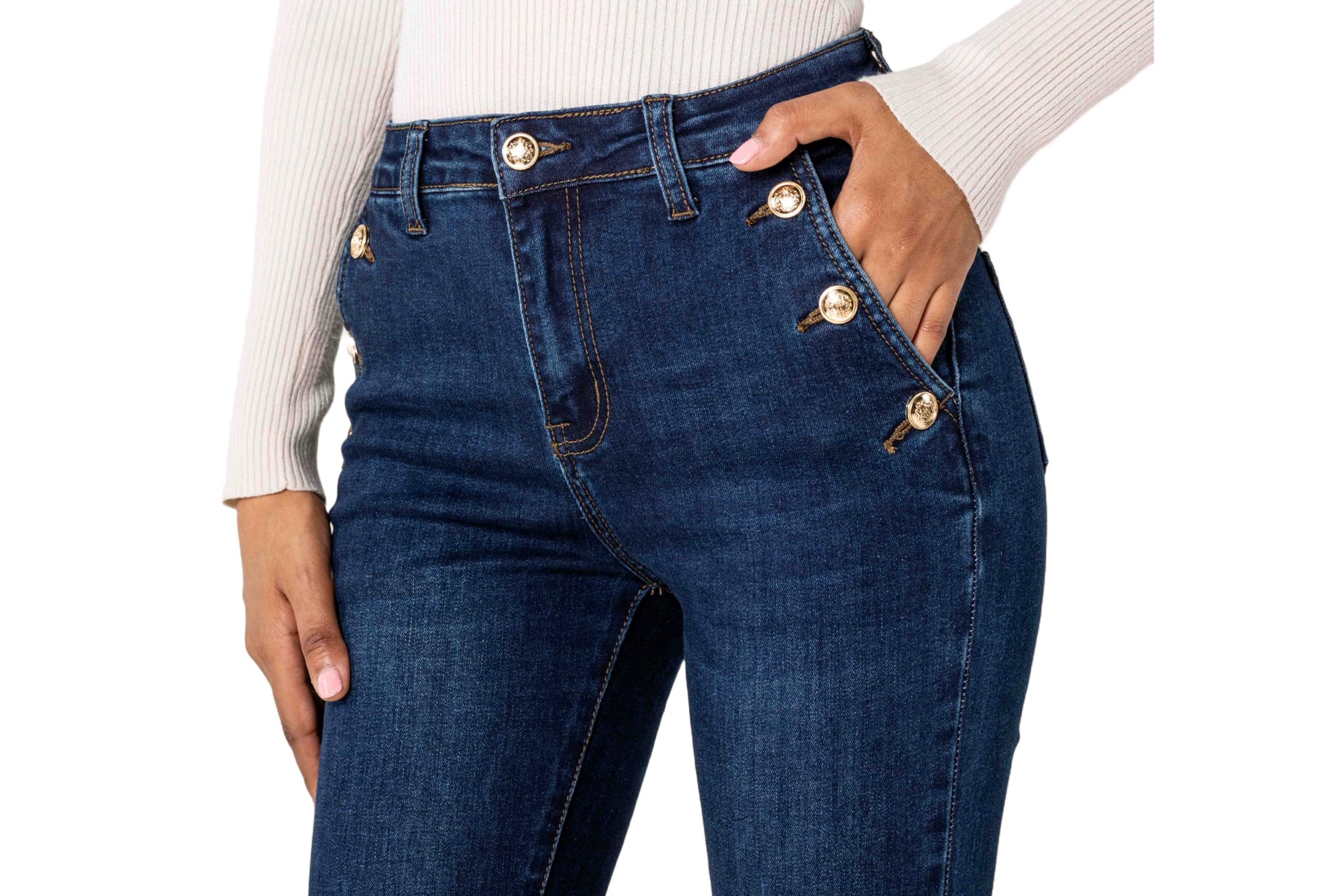 Nina Carter P217 Jeans skinny da donna, a vita media, look usato, jeans elasticizzati