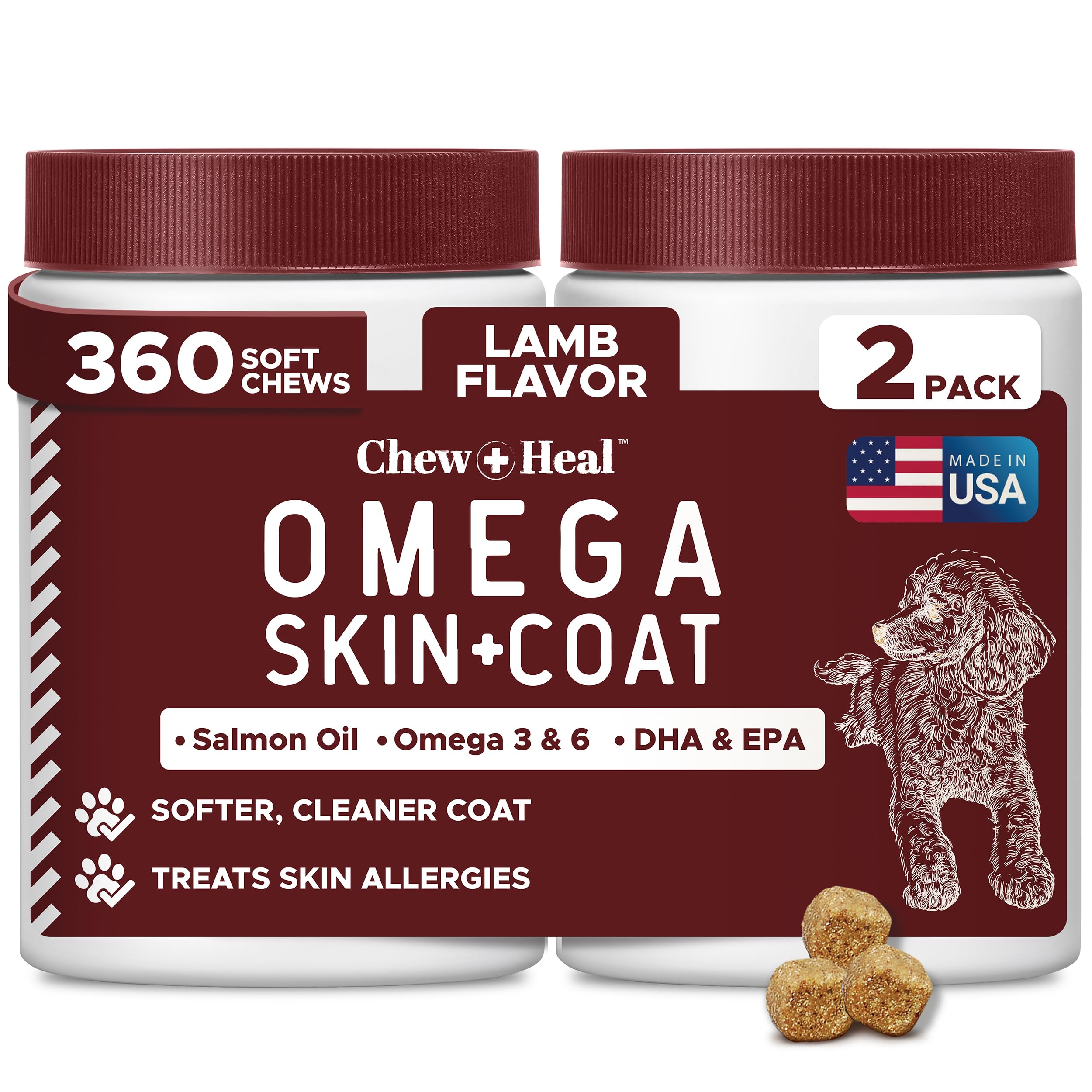 Omega 3 for Dogs, 180 Ct Dog Allergy Chews, Itch Relief, Fish Oil Treats — Amazon image 12