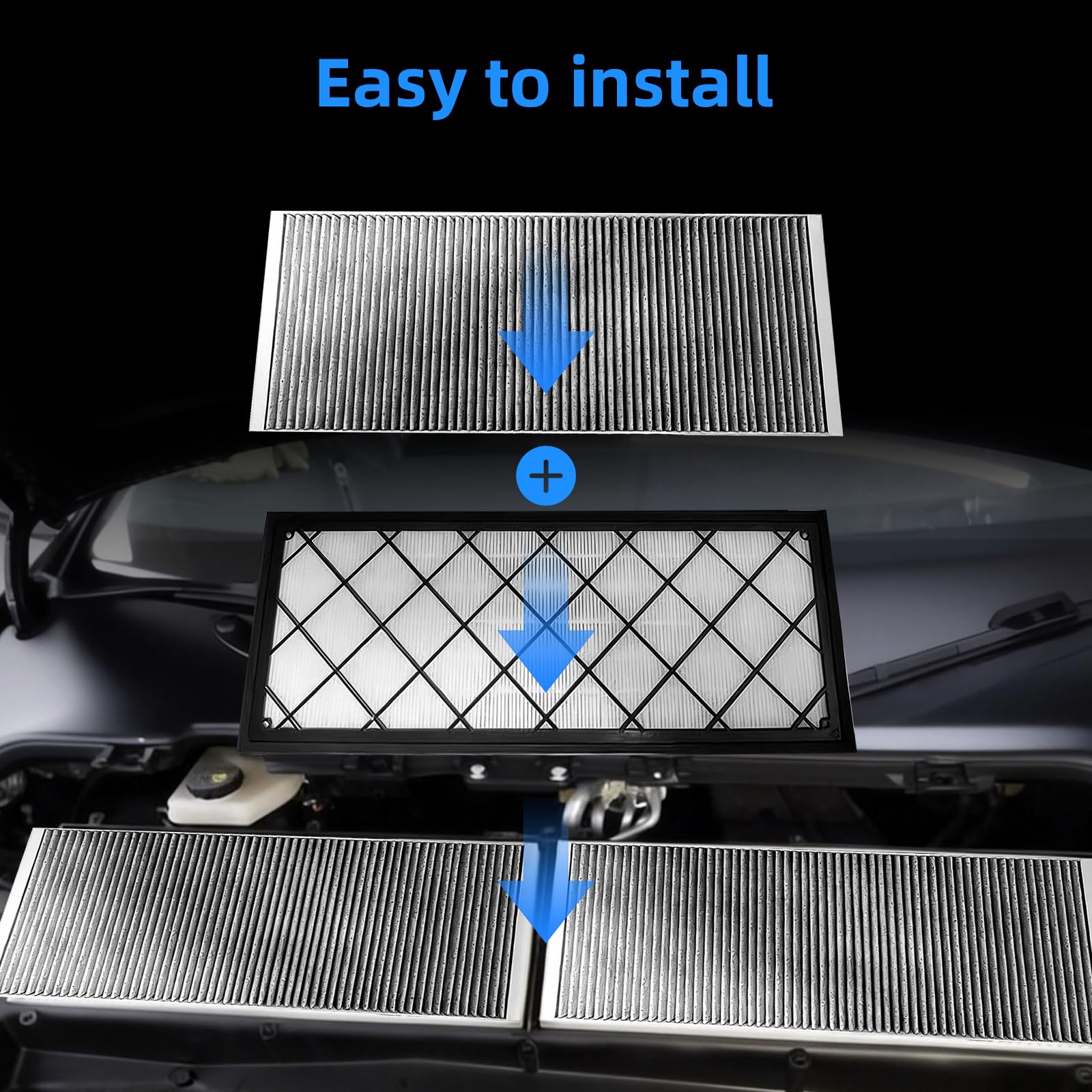 Kit da 4 Filtri Abitacolo HEPA + Carbone Attivo compatibile con Tesla Model Y (2020-2026) & Juniper, Filtri Abitacolo 5 Strati