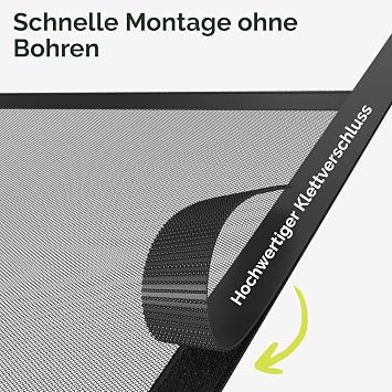 Nematek - Fliegengitter Balkontür - hochwertiger Terrassentür und Balkontür Insektenschutz mit Magneten - schmale Balkon Fliegengitter Tür in schwarz (Schwarz 90 x 200 cm)
