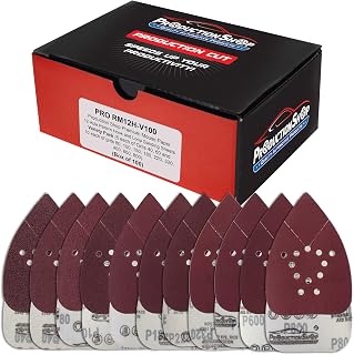 ProductionShop 100-Pack Mouse Detail Sander Sandpaper Sheets, 12-Hole Hook & Loop Discs, 11 Grits 40-800 for Black & Decker Sanders