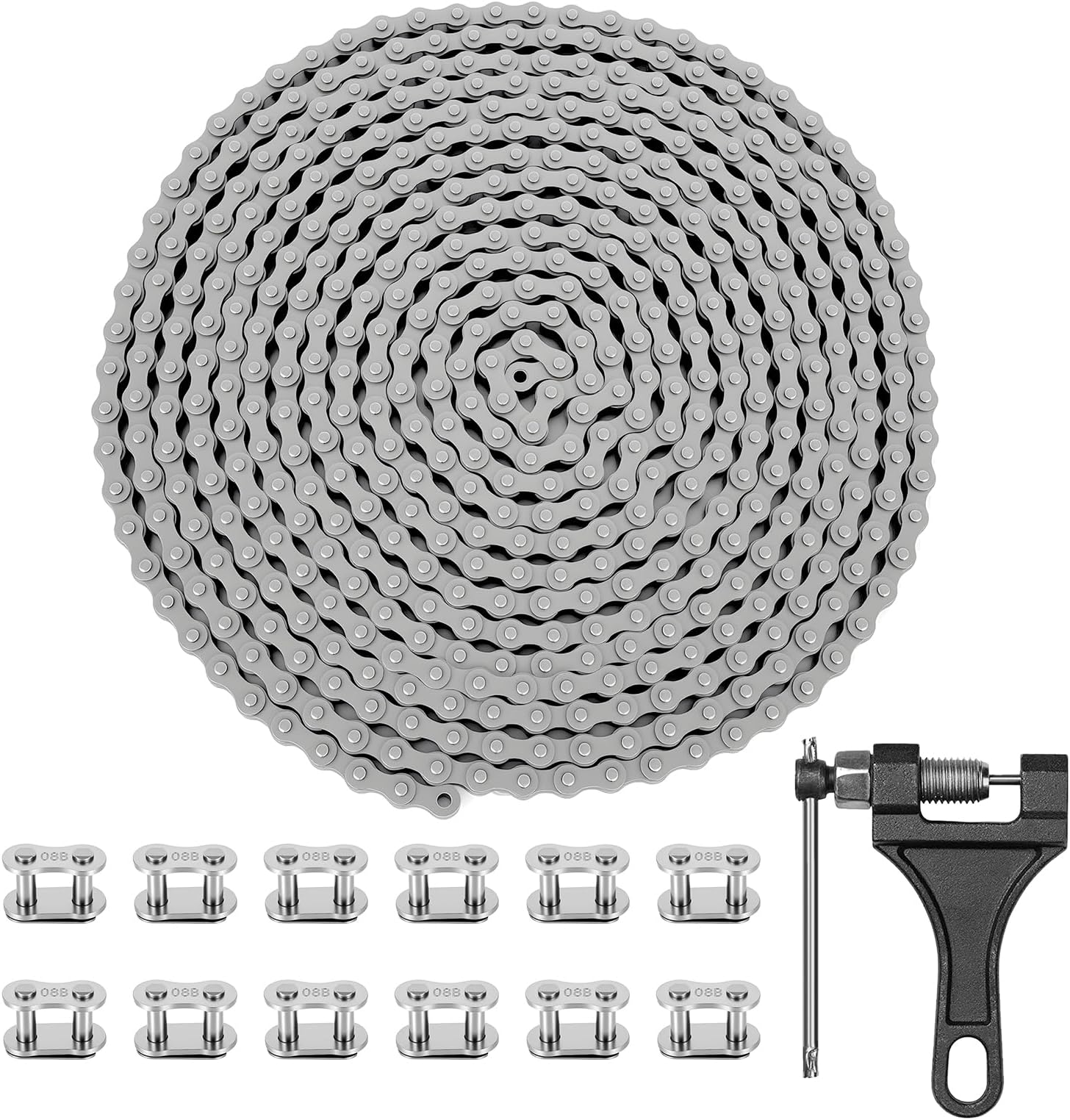 428 Roller Chain 20 Feet 478 Links, 08B Simplex Roller Chain for Chain Driven Sliding Gate Garage Openers, Extension 08B Metric Standard 428#, Includes Chain Breaker and 12 Connecting Links