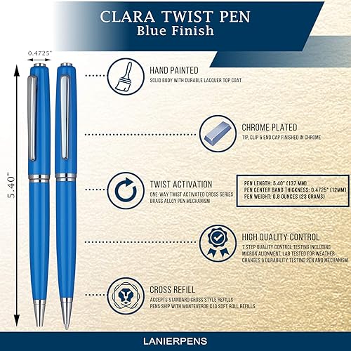 Miniatura 4 de Clara Twist Blue - Bolígrafo de punta media de 0.028 in, repuesto de tinta negra, nombre grabado gratuito en bolígrafo, promociona tu negocio,