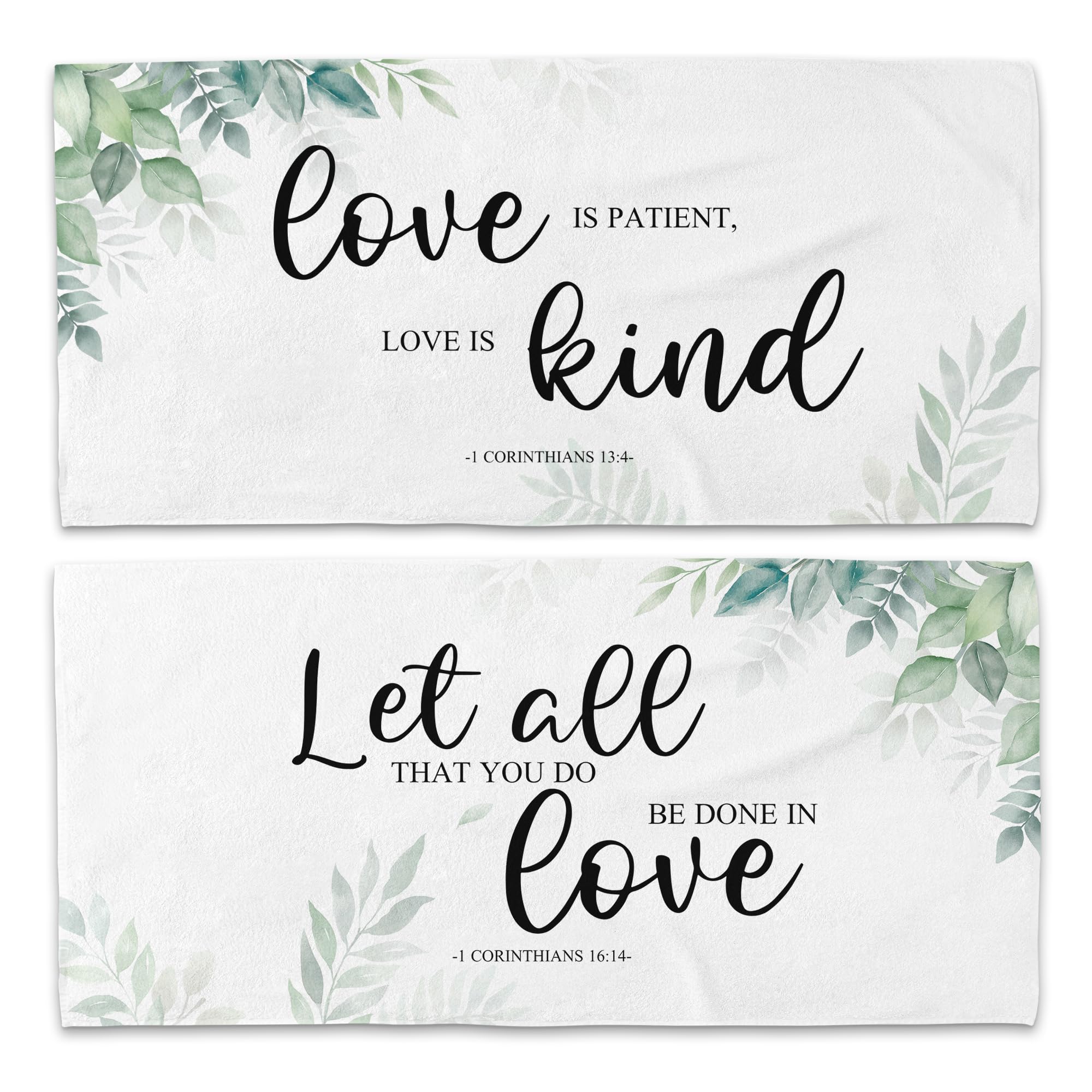 WAITPI Couple Christian Let All That You Do Be Done in Love Beach Towel Set of 2, Honeymoon Wedding Beach Towels Valentines Day Gifts for Bride Groom,