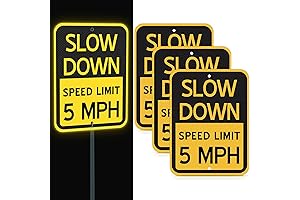 3 Pcs Slow Down Signs with UV Protection, 5 MPH Speed Reflective...