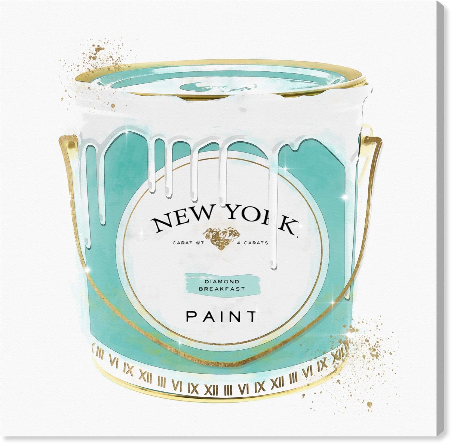Oliver Gal Artist Co. Fashion and Glam, Canvas Wall Art, 'New York Priceless Fashion Paint' Cans, Ready to Hang Living Room, Bedroom and Bathroom Home Décor, 40x40, Blue Canvas Art