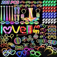 Glow in the Dark Party Supplies: 100 Glow Sticks, 56 LED Toys, Headbands & Neon Accessories for Kids Adults Carnivals