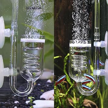 CO2 Diffuser Aquarium Glass Spiral CO2 Atomizer Diffuser Bubble Counter Check with Suction Cup for Aquarium Planted Fish Tank Supply Accessories