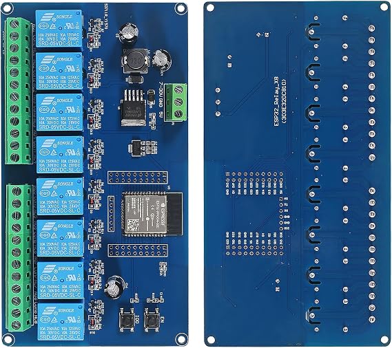 2pcs AC/DC Power Supply ESP32 Development Board Programmable Development Board Wireless WiFi 8 Way Channel 5V Relay Module ESP32-WROOM-32E for Arduino