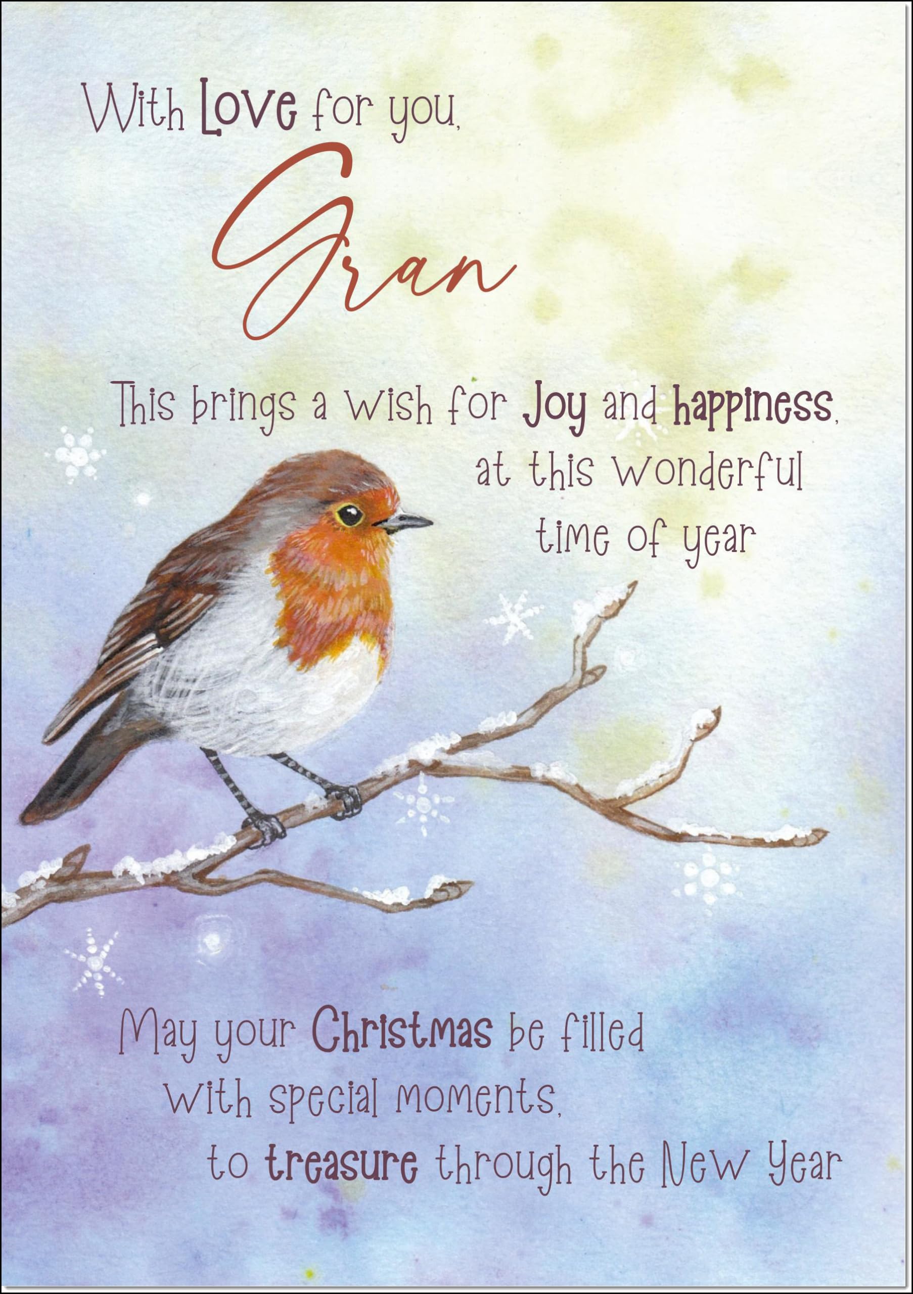 doodlecards Gran Christmas Card Watercolour Robin In The Frost Large A4 Size Christmas Card for Gran with Plain Envelope — image 1