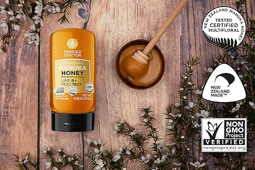 Miniatura 4 de MANUKA DOCTOR - MGO 182+ SQUEEZY y MGO 525+ Manuka Honey Monofloral, 100% pura miel de Nueva Zelanda. Certificado. Garantizado. Crudo. Sin OMG