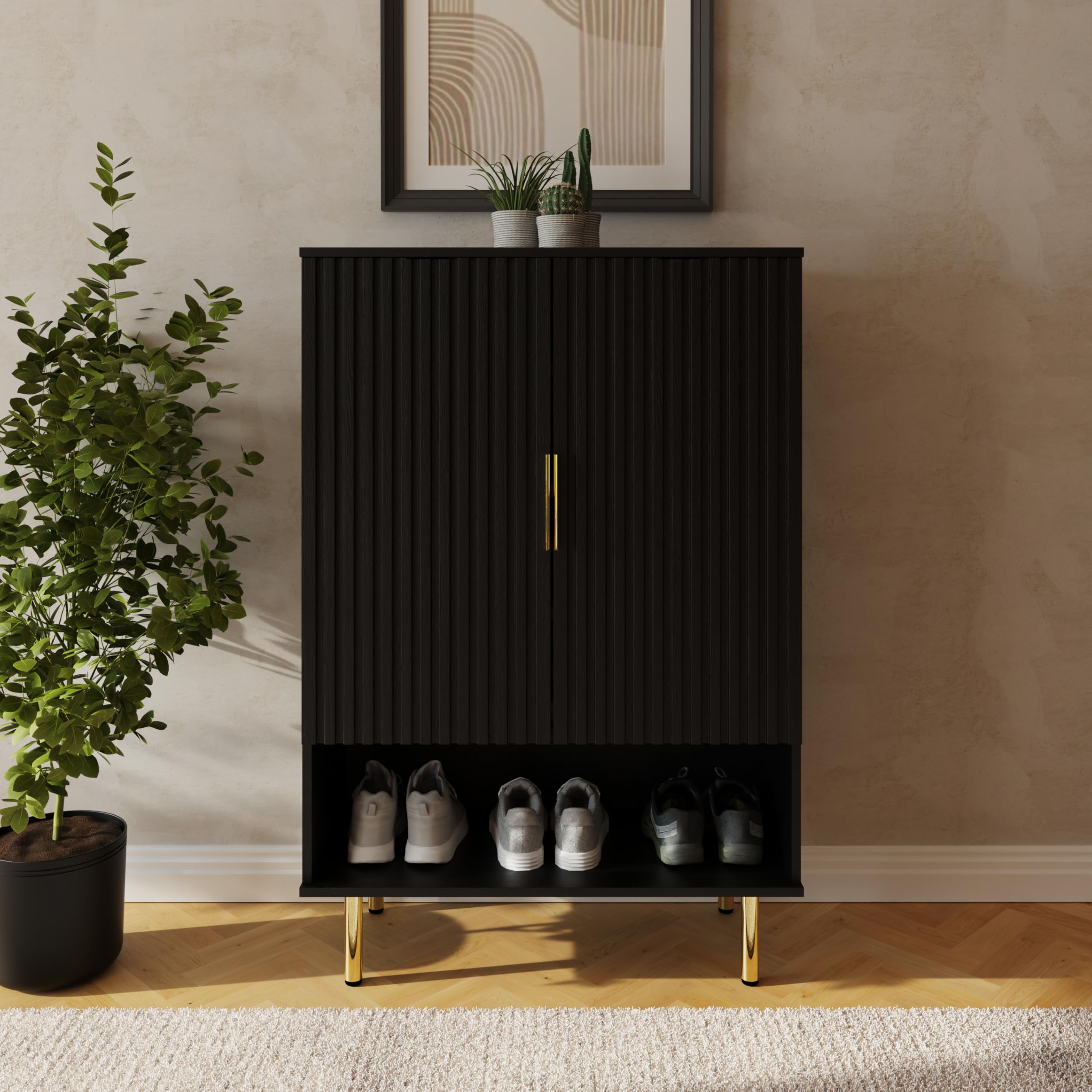 GFW Shoe Cabinet 2 Door Black Size 2
