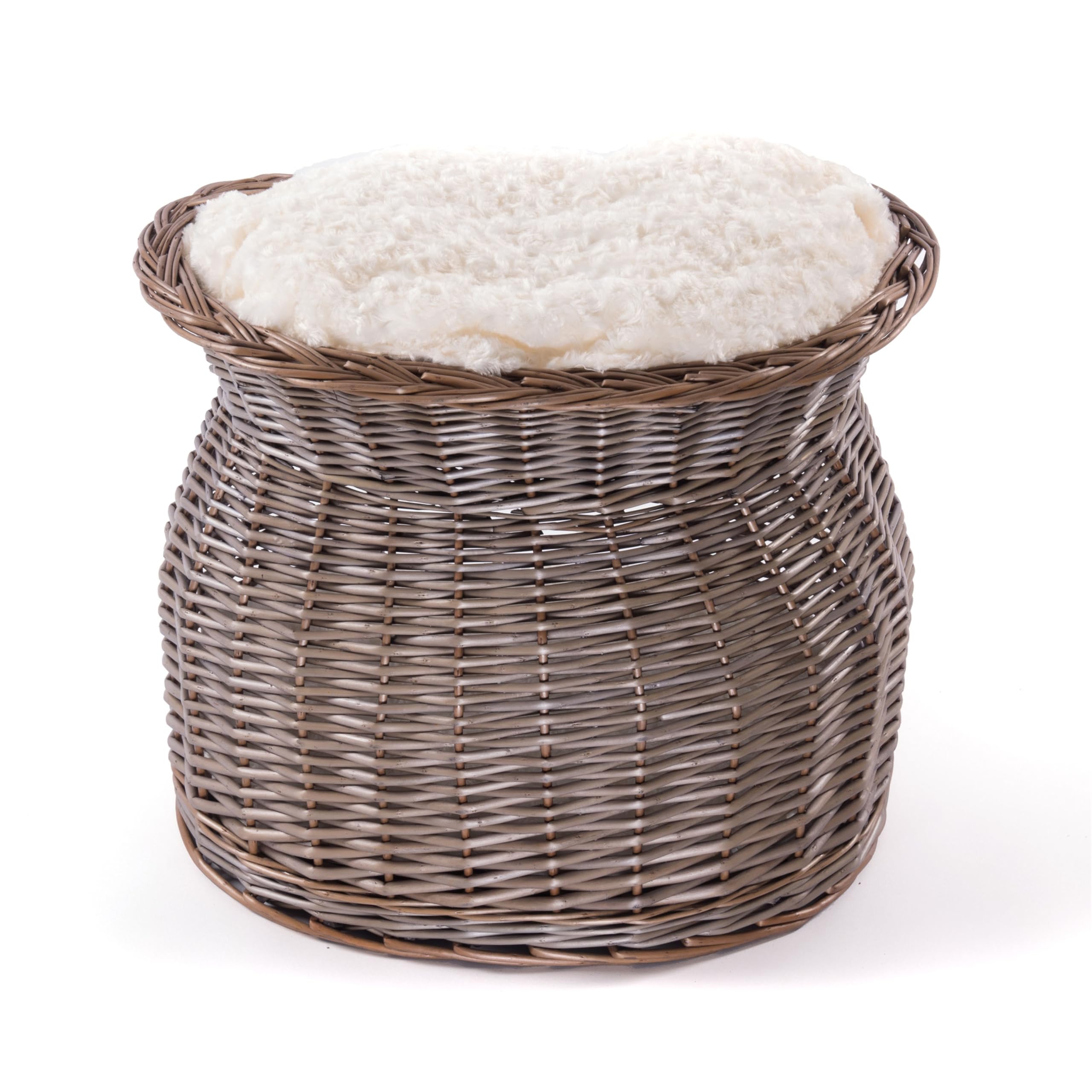 Katzen Korb Luna | 54cm, Weidenholz, mit Kissen | Katzen Weidenkorb, Katzenturm, Katzenbett Natur, geflochtenes Katzenhaus, Katzenhöhle