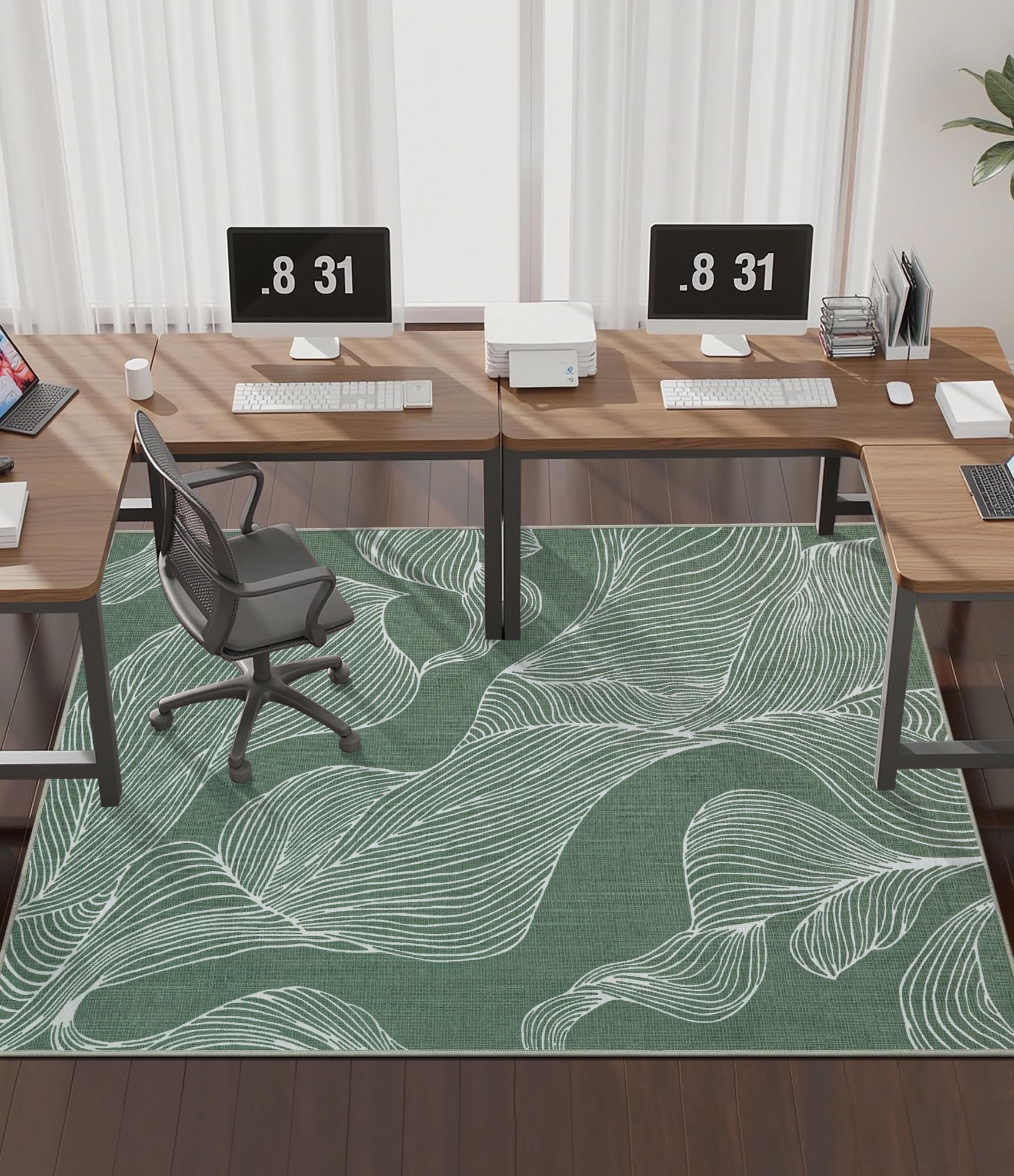 chakme Office Chair Mat for Hardwood Floor, 72"x48" Easy Glide Computer Desk Mat Protector for Rolling Chair Under Desk Rug Nonslip Backing, Machine Wash, (Leaf)