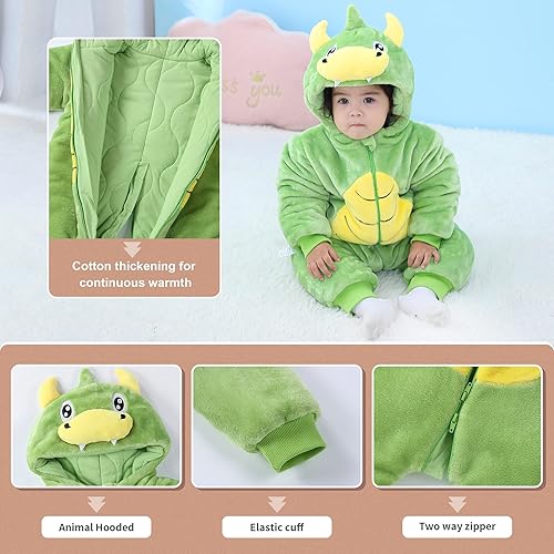 Miniatura 2 de MICHLEY Mameluco unisex para bebé con calentador de nieve, conjunto de franela gruesa de invierno para 0-3T