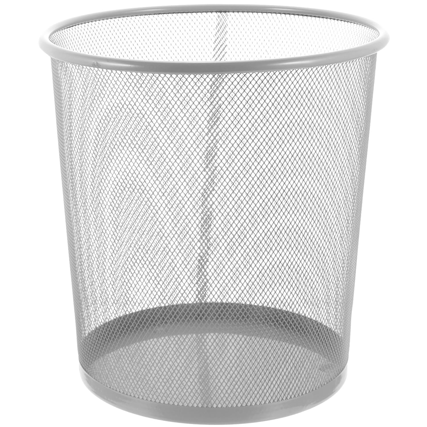 BESPORTBLE Metal Trash Can Open Top Large Capacity Silver Metal Waste Paper Bin for Home Office Bathroom Storage