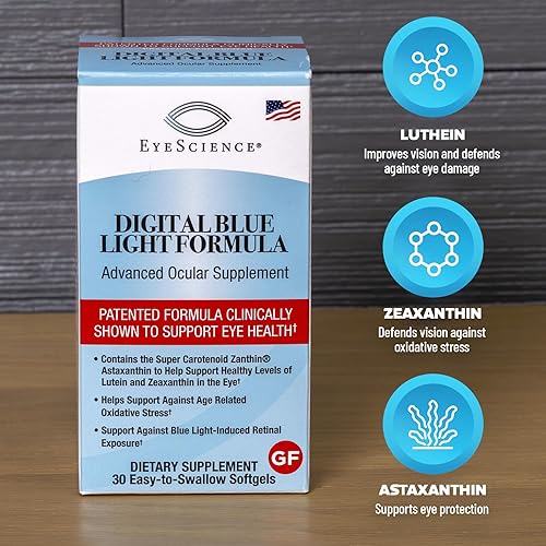 Miniatura 3 de EyeScience Fórmula digital de luz azul  Apoya la salud ocular con astaxantina, luteína y zeaxantina  Ayuda a mantener la comodidad durante el tiempo