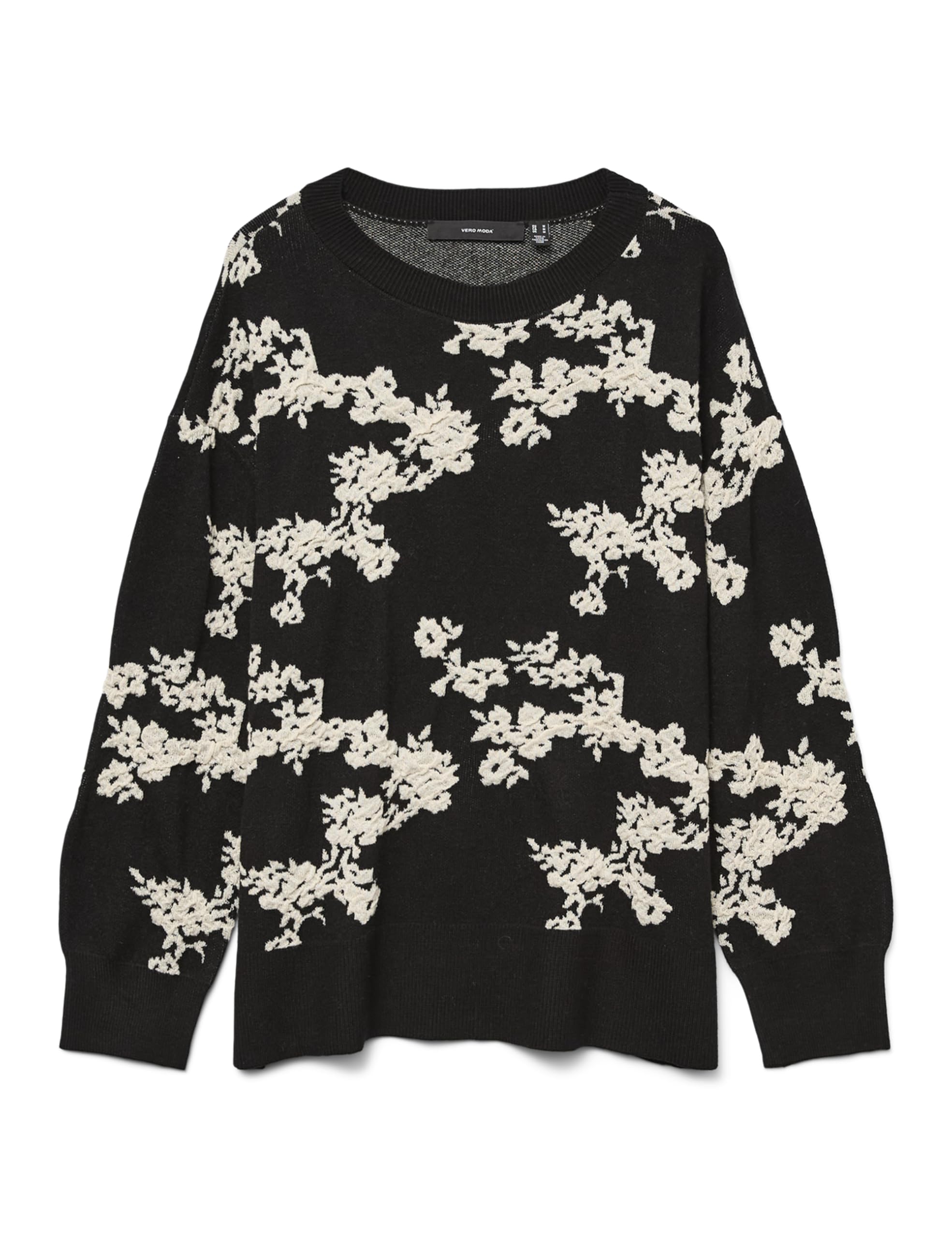 VERO MODA Vmnancy LS O-Neck Long Pullover Boo Rep, Black, M