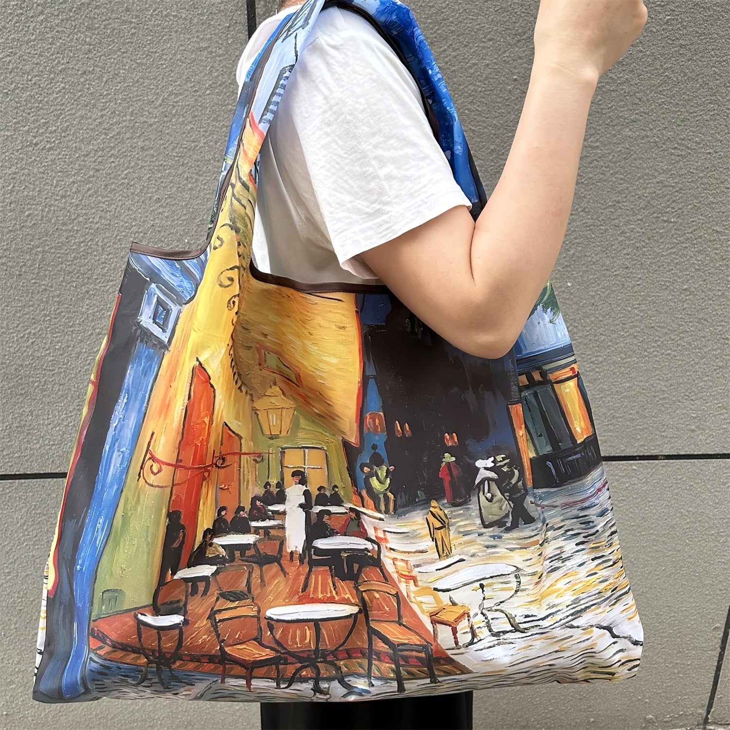 1pc Women's Large Capacity Foldable Tote Bag, Portable Shoulder Handbag for Shopping Gym…