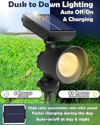 Miniatura 2 de Luces solares para exteriores, focos solares para exteriores, paquete de 6 focos solares impermeables IP44, luces solares de encendido y apagado