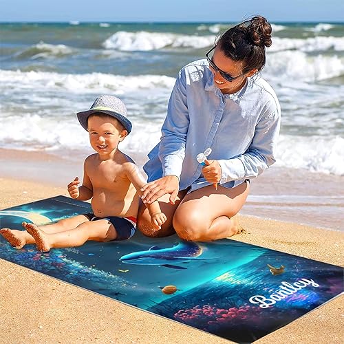 Miniatura 3 de Toallas de playa personalizadas para niños, toalla de microfibra sin arena, toalla de playa personalizada con nombres, regalos personalizados de