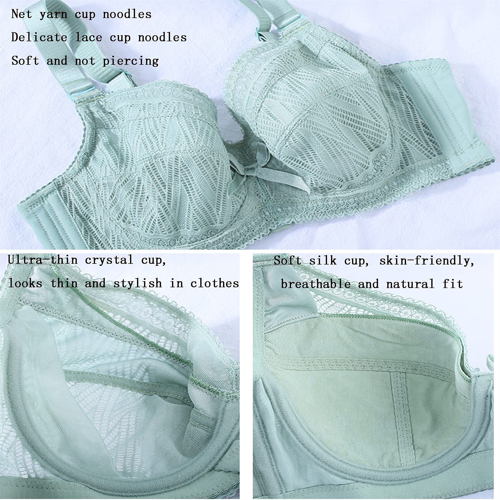 Brasier Minimizador para mujer, sujetador de encaje con figura completa, cobertura completa, sin acolchado, color verde