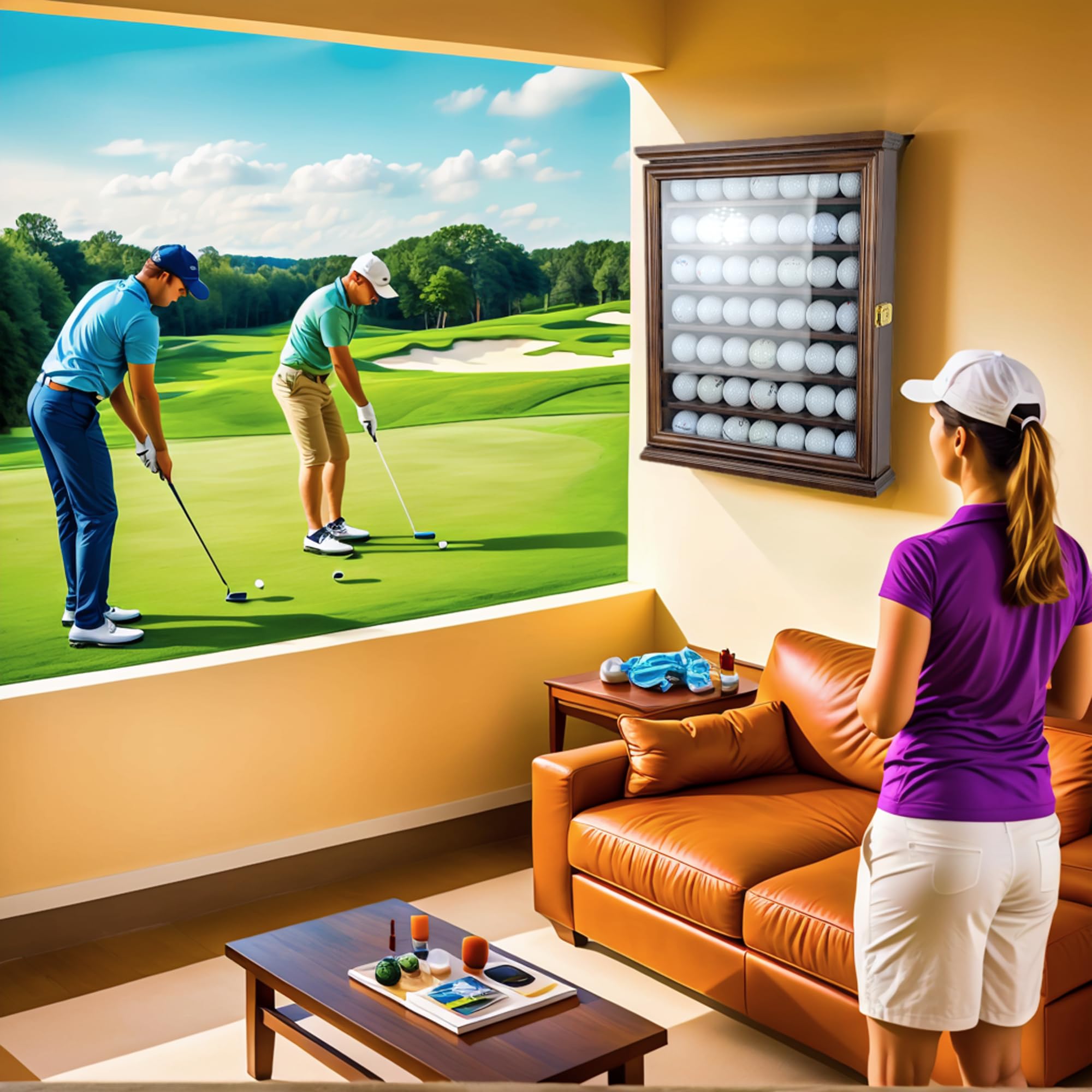 ARRRAWIS - Vitrina de pelotas de golf de alta calidad, agujero montado en la pared en un soporte para pelotas de golf, ideal para entusiastas del golf, espaciosa, segura, artesanía excepcional, color