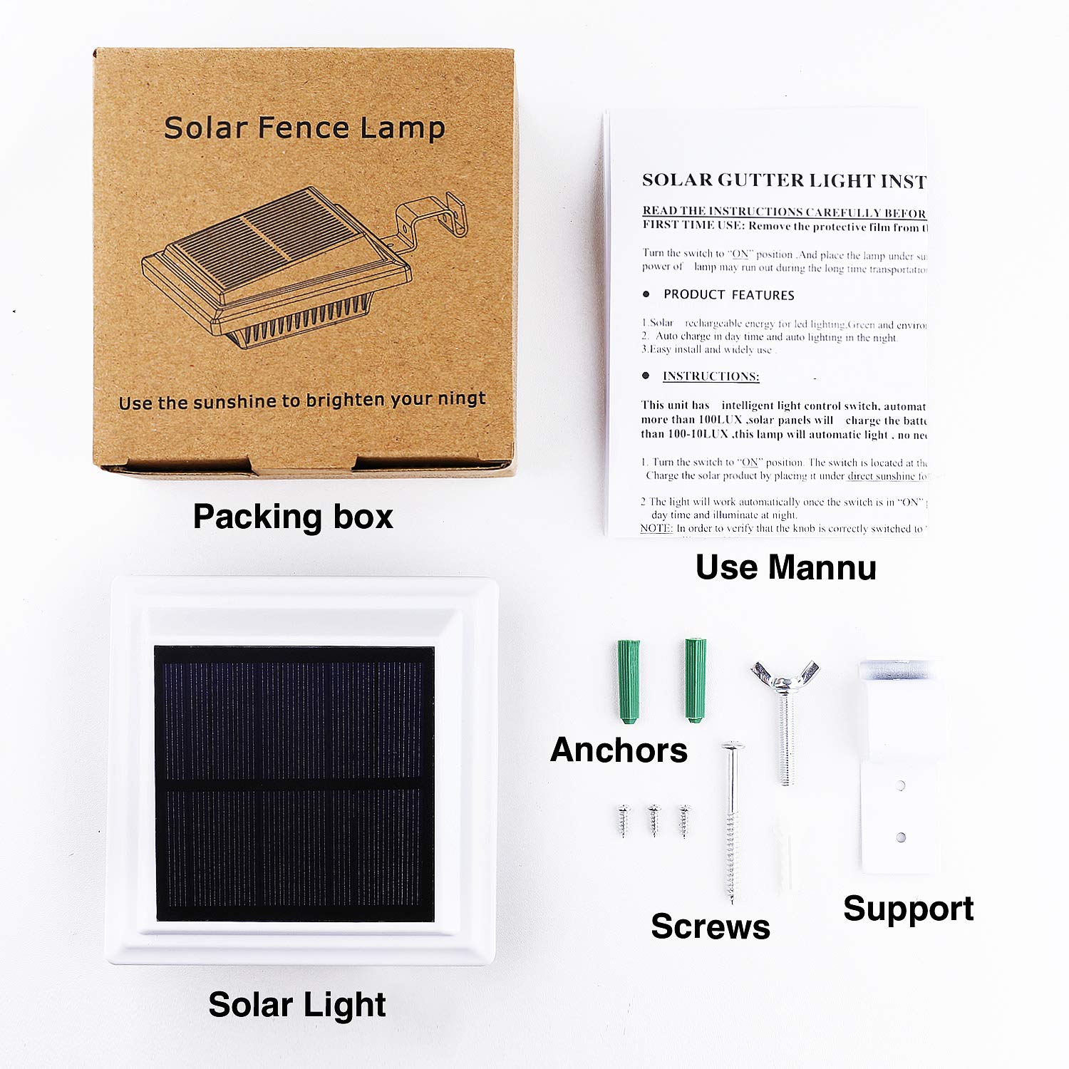Solarna Lampa do Rynny Dachowej, do Użytku na Zewnątrz, 25 Diod LED, Automatyczne Włączanie/Wyłączanie, Białe, Ciepłe Białe Światło (2 Sztuk)