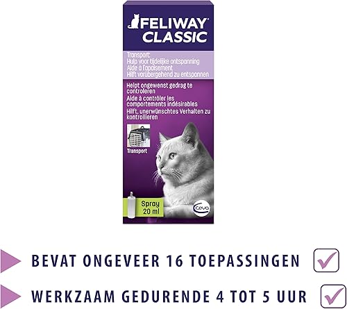 Vista 6 de Feliway Espray portátil calmante con feromonas clásicas para gatos (20 mL)