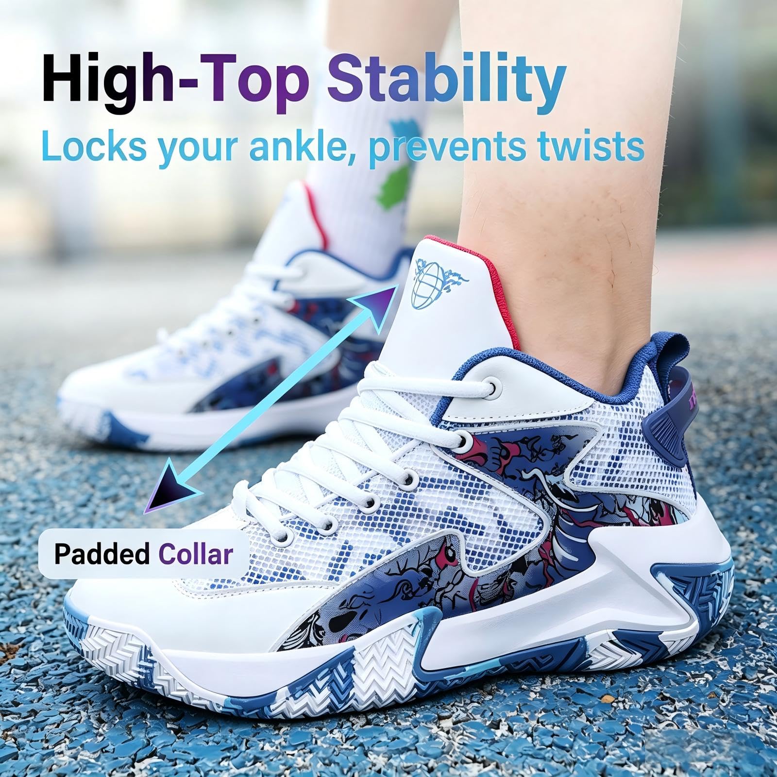 Zapatillas de Baloncesto Unisex Hombre Mujer Altas - Deportivas con Protección de Tobillo, Antideslizantes, Respirables y Muy Confortables, para Entrenamiento y Partido, Tallas 37-46 EU