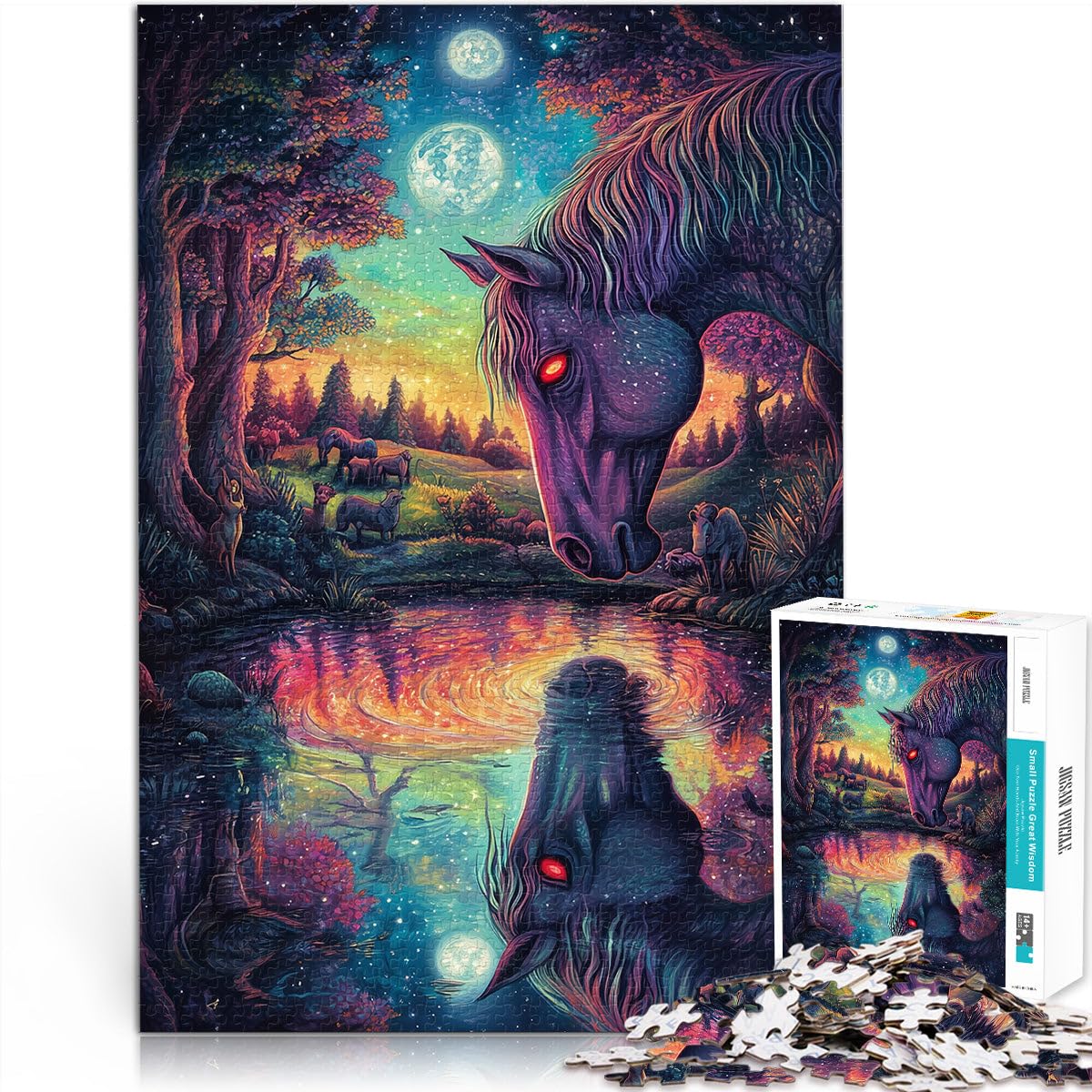 Jigsaw Puzzles for teenagers 1000 Pieces red eyed horse Lernspiele DIY Spielzeug Künstlersammlung, Bildende Kunst75x50cm — image 1