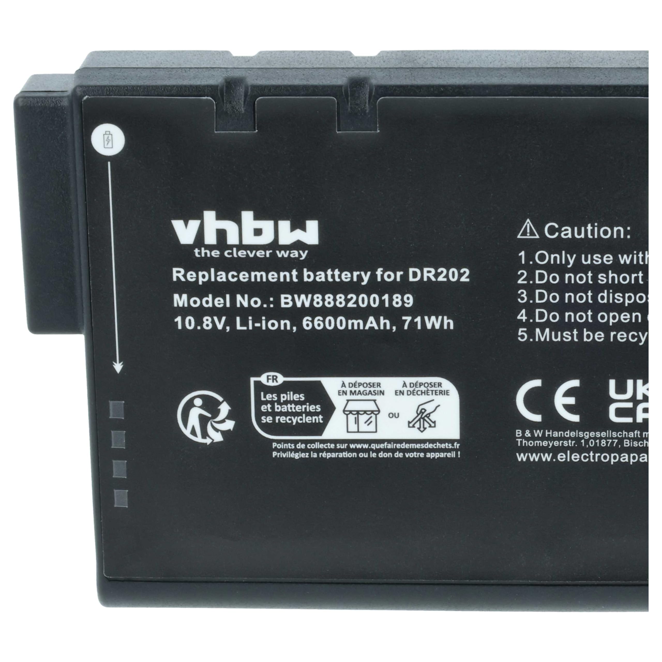 vhbw batteria compatibile con Duracell DR-202 notebook (6600mAh, 10,8V, Li-Ion)