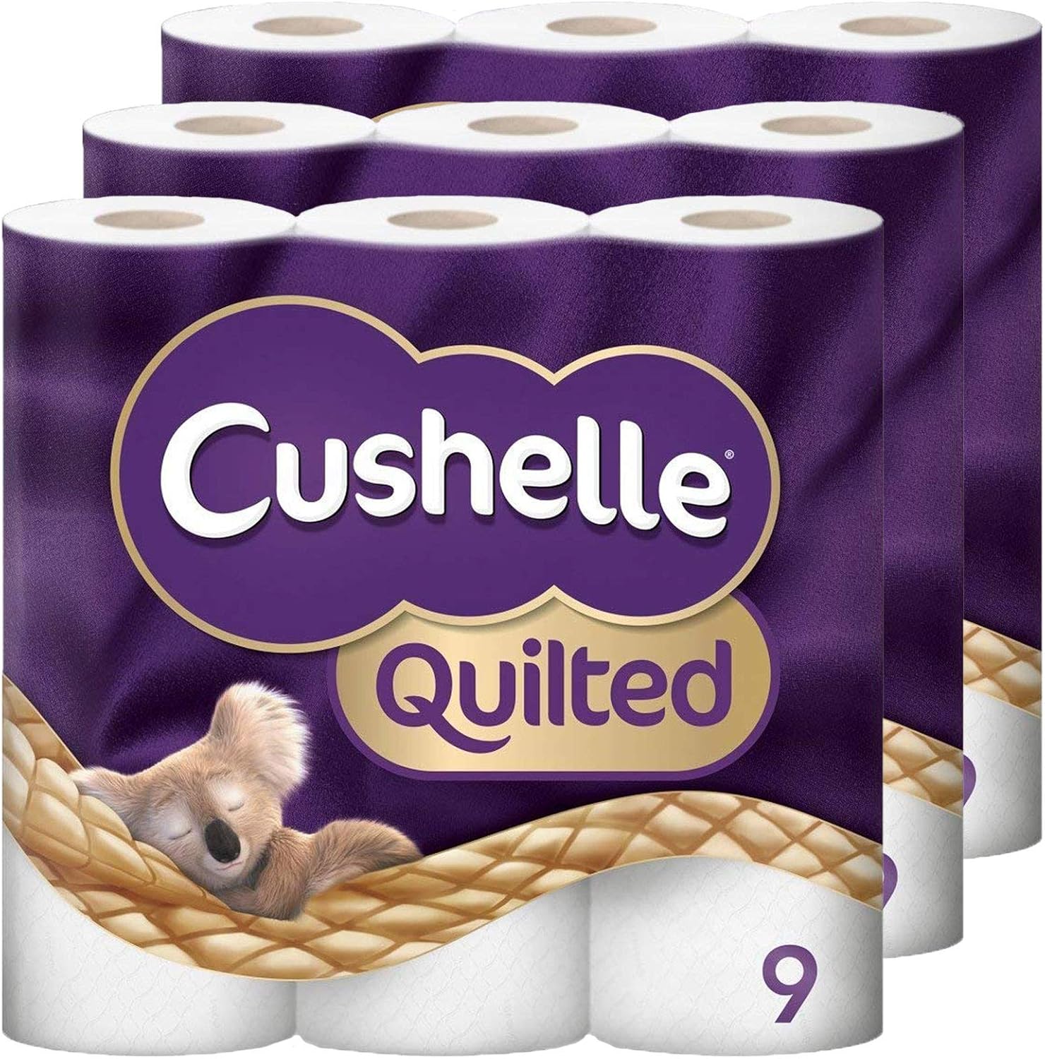 Cushelle Quilted 9 Roll Toilet Roll Tissue Paper (3 Packs (27 Rolls