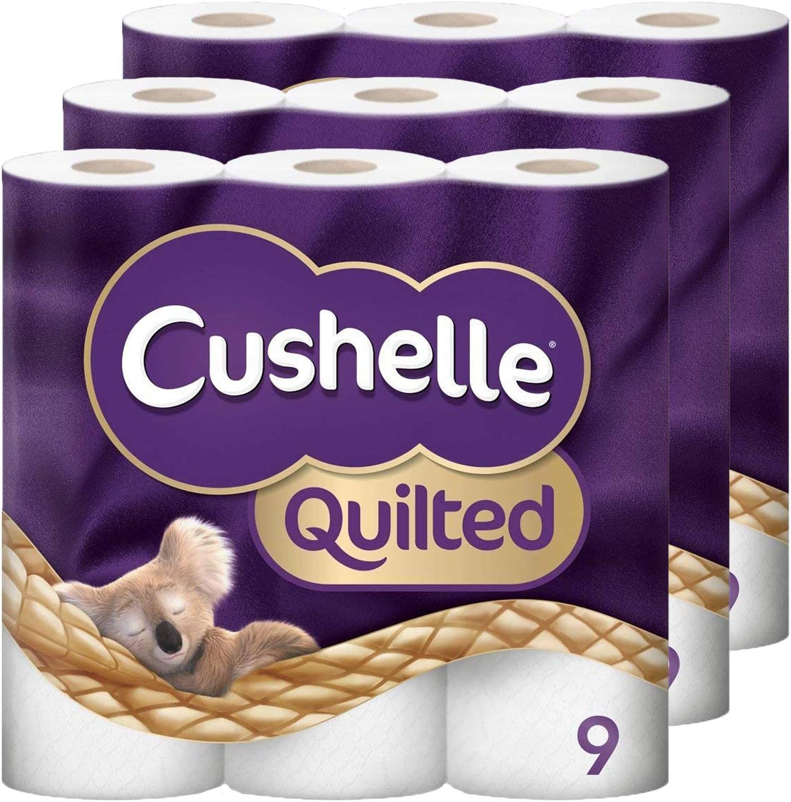 Cushelle Quilted 9 Roll Toilet Roll Tissue Paper (3 Packs (27 Rolls))