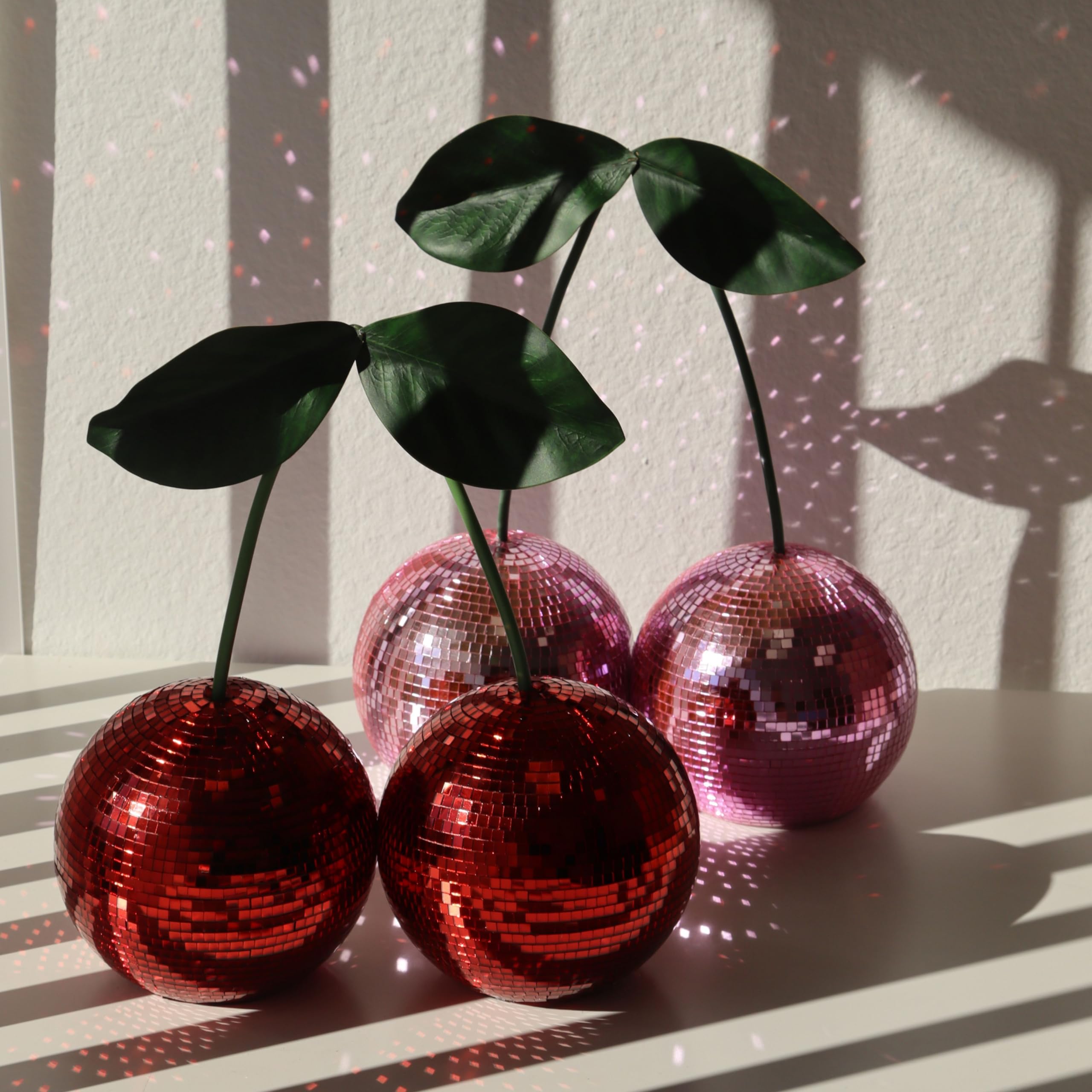 Disco Cherries for Apartment and Home Decor Groovy Decor Cherry Disco Balls Red and Pink Fruit Disco Decor (Large, Pink) DIY and Tools