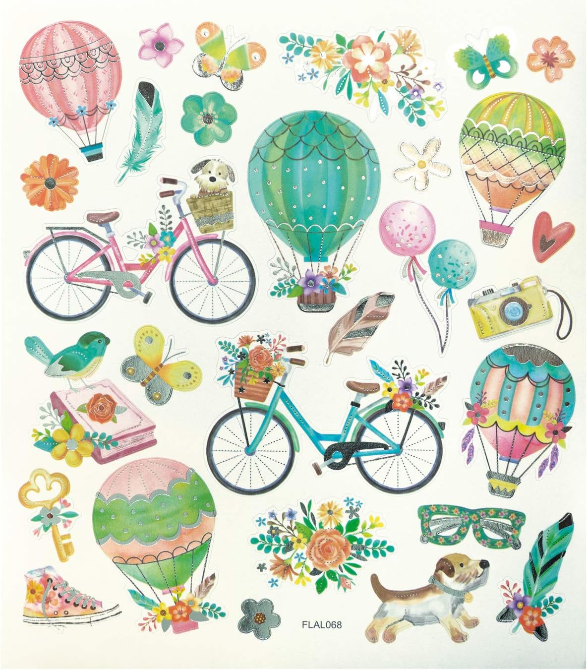 Folia Charming Spring I 60 Stickers in Various Designs Easy Peel Off Film, One Size, Colourful