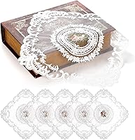 AVLA 6 Pack Lace Placemats Retro French Floral Crochet Table Mats - Elegant 11.7x11.7 Inch Doilies for Dining Wedding Home Decor