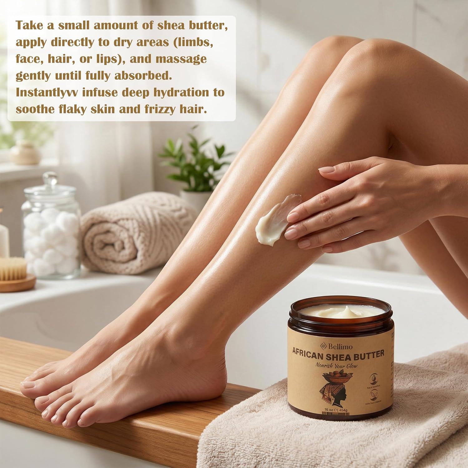 Raw Shea Butter, African Shea Butter 100% Pure Natural Unrefined Shea Butter Deep Moisturizer with Vitamin for Skin Body Face Hair Care, DIY Lip Balm Soap Creams Lotion Making Base (32 Oz)