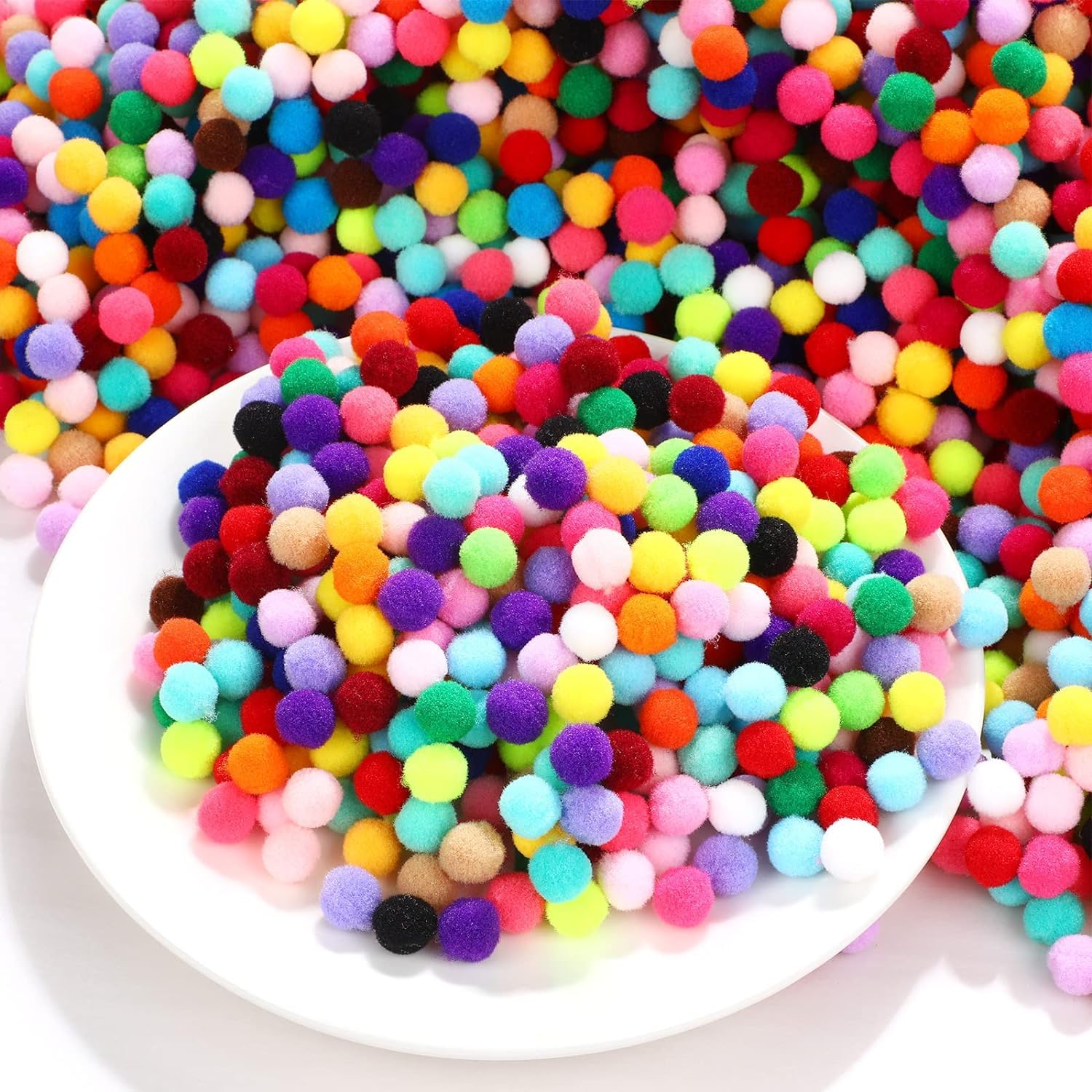 300 pc Multicolor Mix 1 cm Sized POM POM Balls for Decorations and Much More (1 cm, 300)