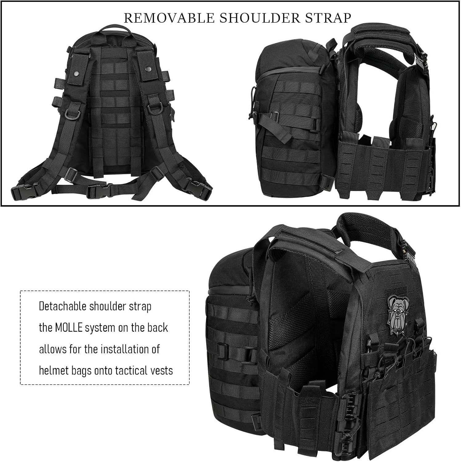 Tatical Helmet Backpack,Warrior Assault Systems Large Helmet Bag Cargo Molle Head Protection Kit Pack (BK)