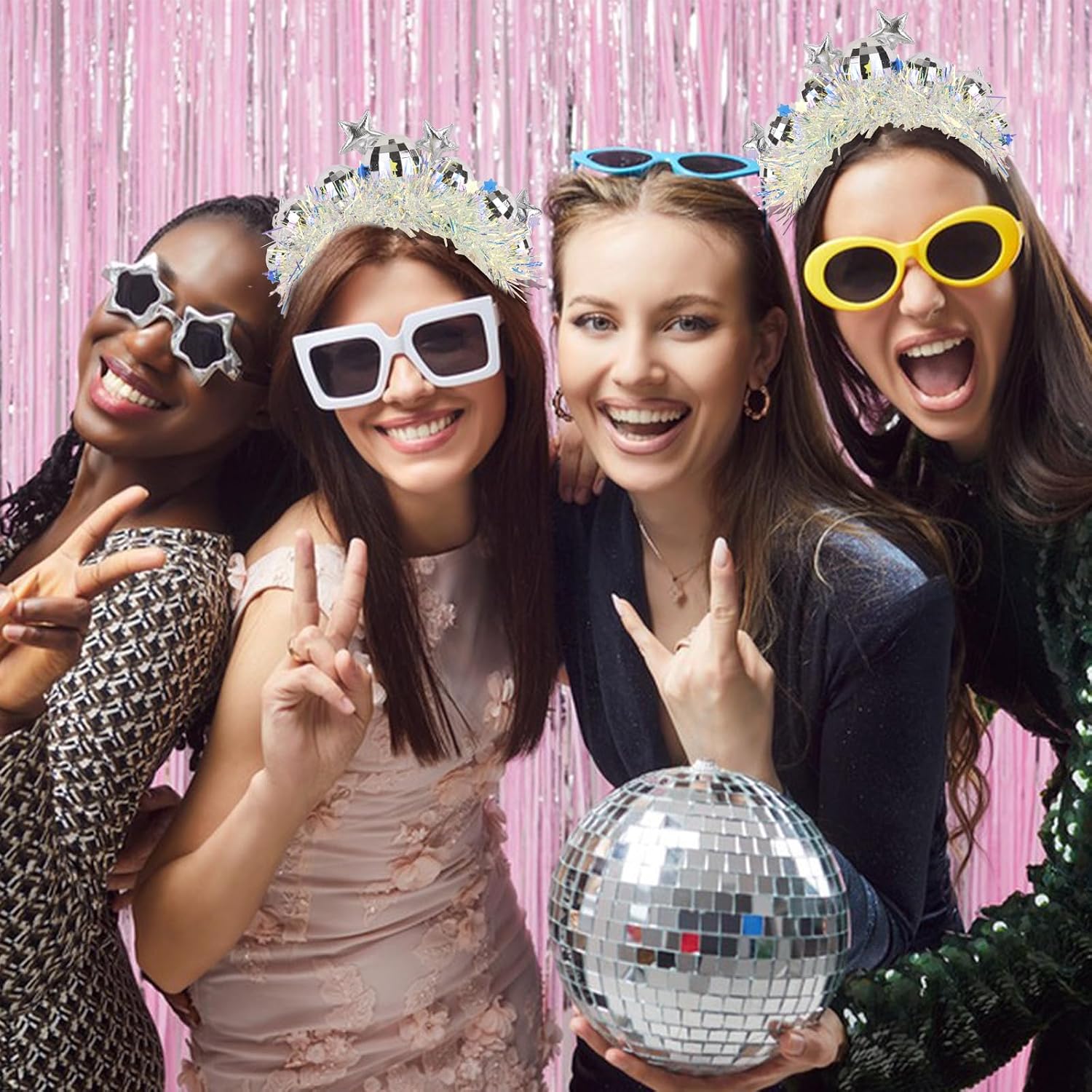 Semato Christmas Disco Headband Ball Star Headbands for Women Last Disco New Years Hair Accessories for Party Holiday Hairband