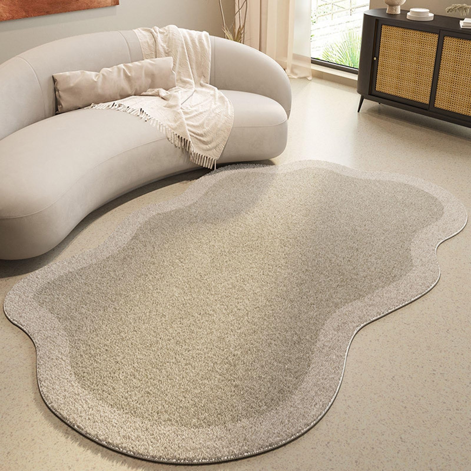 Tapis moderne irrégulier de style métrique blanc pour décoration raffinée