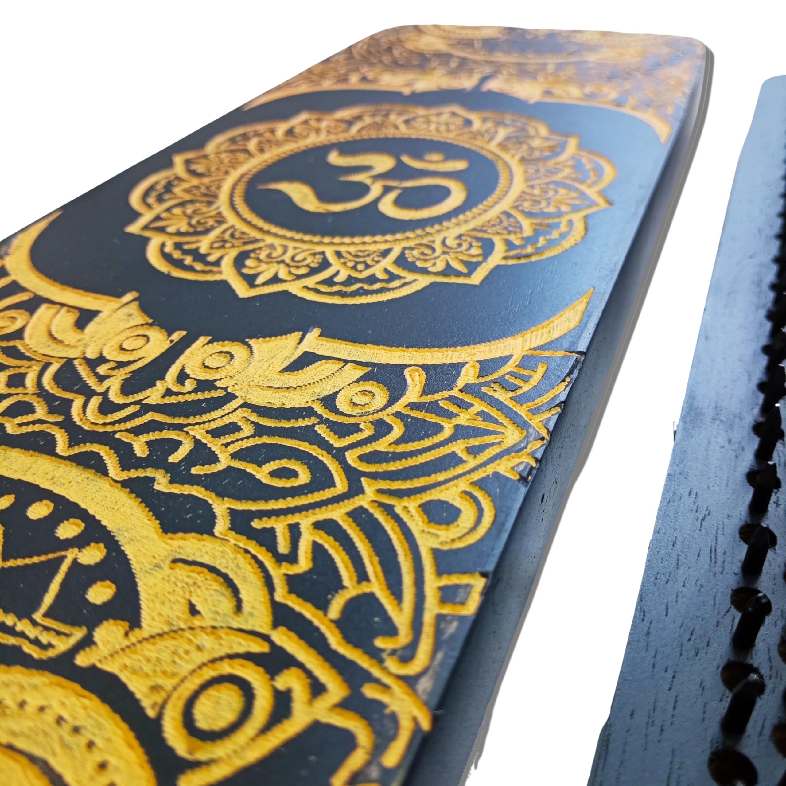 Sadhu Board tablica do paznokci z ciemnego drewna mango ze złotymi akcentami, 100% ręcznie wykonana, 3 rozmiary: 10 mm, 12 mm i 15 mm, ćwiczyć jogę, rozluźnia napięcia