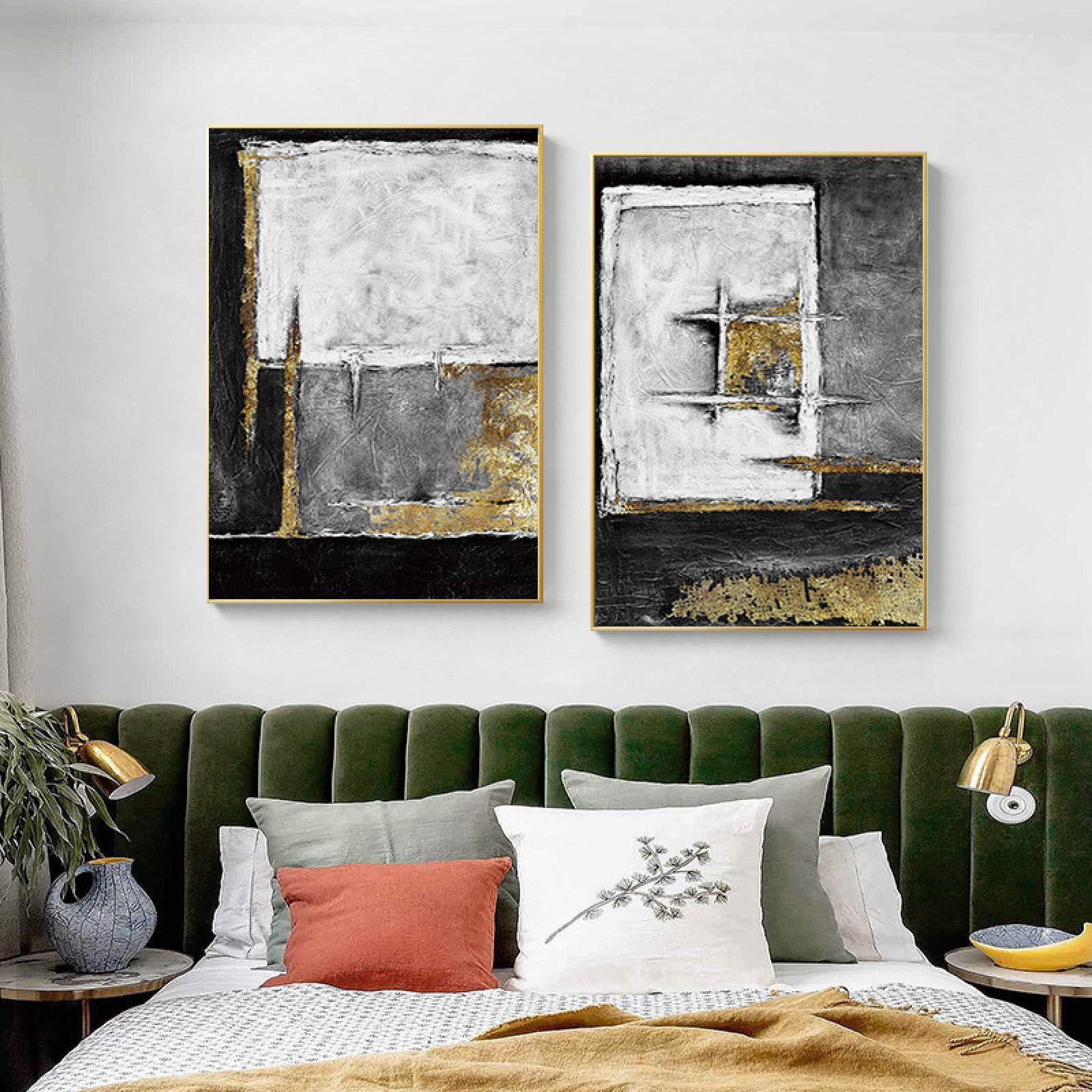 Amazon｜黒と金の壁アート キャンバス絵画 レトロ